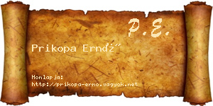 Prikopa Ernő névjegykártya